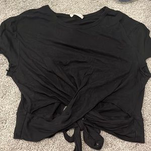 Black crop tee with cut outs